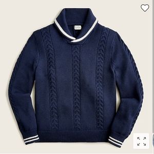 J. Crew Cotton Cable-knit Tipped Shawl-Collar Sweater